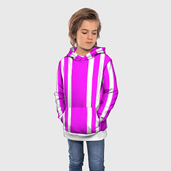 Толстовка-худи детская Color white pink stripes, цвет: 3D-белый — фото 2