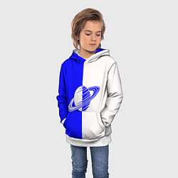 Толстовка-худи детская Сатурн сине-белый, цвет: 3D-белый — фото 2