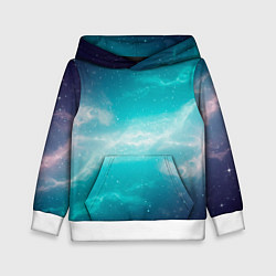 Толстовка-худи детская Галактическое сияние небес, цвет: 3D-белый