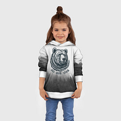 Толстовка-худи детская Лес мой храм - медведь бог лесов, цвет: 3D-белый — фото 2