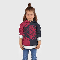 Толстовка-худи детская Солнце красно-синее, цвет: 3D-белый — фото 2
