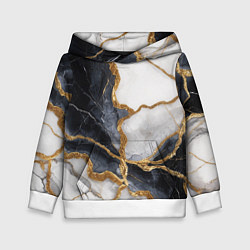 Детская толстовка Мрамор белый и черный с золотом