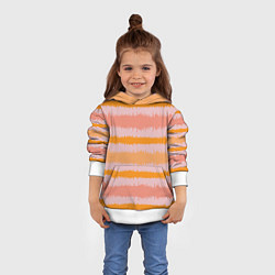Толстовка-худи детская Полосы зигзагообразные оранжево-розовые, цвет: 3D-белый — фото 2