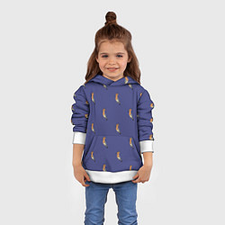 Толстовка-худи детская Клевая птица удод на фиолетовом фоне, цвет: 3D-белый — фото 2
