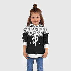 Толстовка-худи детская Doom черно белые аниме, цвет: 3D-белый — фото 2