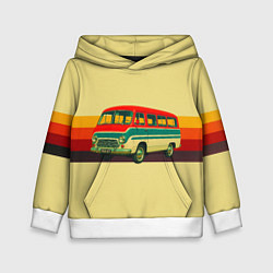 Толстовка-худи детская Ретро автобус РАФ-977 поп-арт, цвет: 3D-белый