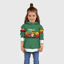 Толстовка-худи детская Ретро автобус РАФ-8 поп-арт, цвет: 3D-белый — фото 2