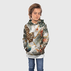 Толстовка-худи детская Мрамор с цветами и леопардовый узор, цвет: 3D-белый — фото 2