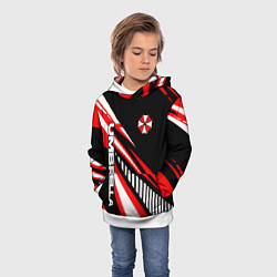 Толстовка-худи детская Красный спортивный - Umbrella, цвет: 3D-белый — фото 2