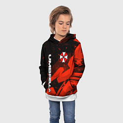 Толстовка-худи детская Umbrella corp - красный, цвет: 3D-белый — фото 2