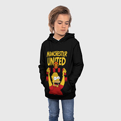 Толстовка-худи детская Манчестер Юнайтед и Гомер Симпсон, цвет: 3D-черный — фото 2