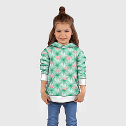 Толстовка-худи детская Фламинго и тропики, цвет: 3D-белый — фото 2