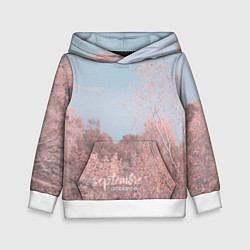 Толстовка-худи детская Атмосфера сентябрь, цвет: 3D-белый