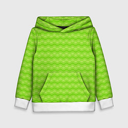 Толстовка-худи детская Зеленый неоновый узор арт деко, цвет: 3D-белый
