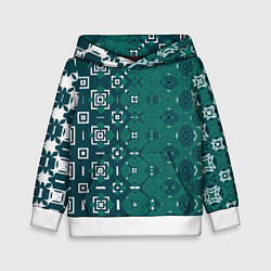 Толстовка-худи детская Изумрудные узоры, цвет: 3D-белый