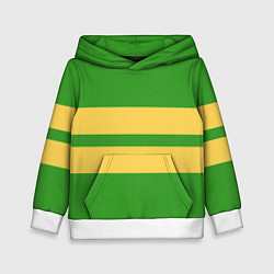 Толстовка-худи детская Фриск андертейл - полоски на зеленом, цвет: 3D-белый