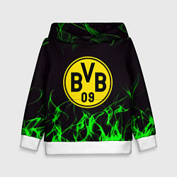 Толстовка-худи детская Borussia зелёный огонь, цвет: 3D-белый