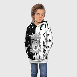 Толстовка-худи детская Liverpool символы текстура, цвет: 3D-белый — фото 2