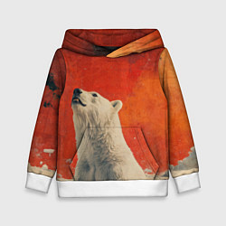 Толстовка-худи детская Арктический белый медведь, цвет: 3D-белый