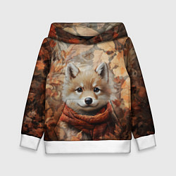 Толстовка-худи детская Осенний волчонок, цвет: 3D-белый