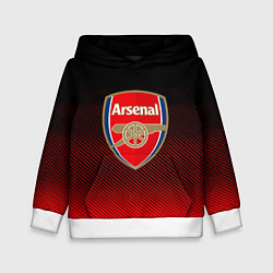 Толстовка-худи детская Arsenal текстура полосы красные, цвет: 3D-белый