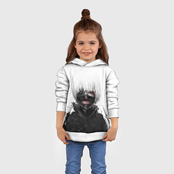 Толстовка-худи детская Токийский гуль Кен Канеки, цвет: 3D-белый — фото 2