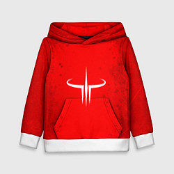 Толстовка-худи детская White Quake 3 emblem on a red abstract background, цвет: 3D-белый