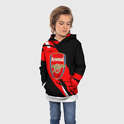 Толстовка-худи детская Арсенал геометрия полосы краски, цвет: 3D-белый — фото 2