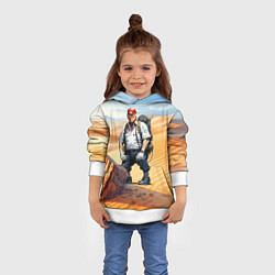 Толстовка-худи детская Дональд Трамп в пустыне с рэбом, цвет: 3D-белый — фото 2