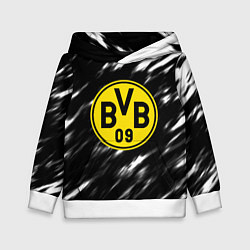 Толстовка-худи детская Borussia штрихи красок текстура, цвет: 3D-белый