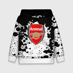 Толстовка-худи детская Арсенал черно белые краски, цвет: 3D-белый