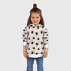 Толстовка-худи детская Паттерн с черными жуками, цвет: 3D-белый — фото 2