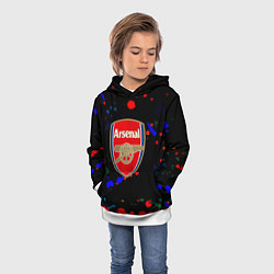 Толстовка-худи детская Arsenal неоновые брызги красок, цвет: 3D-белый — фото 2