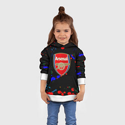 Толстовка-худи детская Arsenal неоновые брызги красок, цвет: 3D-белый — фото 2