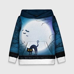 Детская толстовка Полнолуние и черный кот - жуткий Хэллоуин