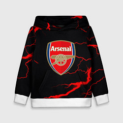 Толстовка-худи детская Arsenal красные молнии, цвет: 3D-белый