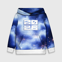 Толстовка-худи детская 2026 сине-голубая дымка, цвет: 3D-белый