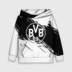 Толстовка-худи детская Borussia черно белые полосы, цвет: 3D-белый