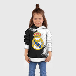 Толстовка-худи детская Real Madrid текстура штрихи, цвет: 3D-белый — фото 2