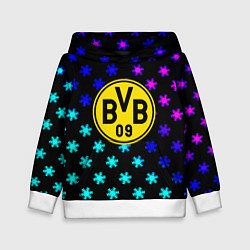 Толстовка-худи детская Borussia неоновые снежинки, цвет: 3D-белый