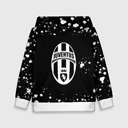 Толстовка-худи детская Ювентус белые краски всплеск, цвет: 3D-белый
