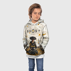 Толстовка-худи детская Ацу на фоне горы Ghost of Yotei, цвет: 3D-белый — фото 2