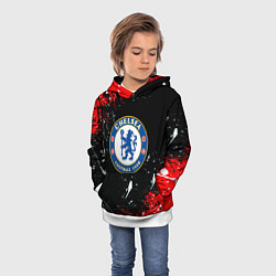 Толстовка-худи детская Chelsea брызги красок текстура, цвет: 3D-белый — фото 2