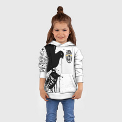 Толстовка-худи детская Ювентус черная птица краски, цвет: 3D-белый — фото 2