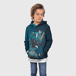 Толстовка-худи детская Акварельный попугай, цвет: 3D-белый — фото 2