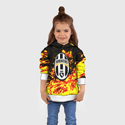 Толстовка-худи детская Ювентус огненные краски текстура, цвет: 3D-белый — фото 2