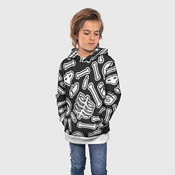 Толстовка-худи детская Черепки и костяшки, цвет: 3D-белый — фото 2