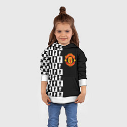 Толстовка-худи детская Манчестер Юнайтед текстура люди, цвет: 3D-белый — фото 2