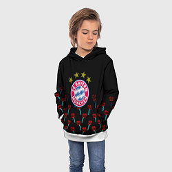 Толстовка-худи детская Бавария Мюнхен розы паттерн, цвет: 3D-белый — фото 2