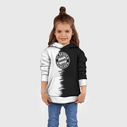 Толстовка-худи детская Бавария Мюнхен черно белые штрихи, цвет: 3D-белый — фото 2